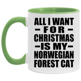 All I Want For Christmas Is My Norwegian Forest Cat - 11oz Accent Mug Green
