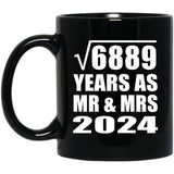 83rd Anniversary Square Root of 6889 Years As Mr & Mrs 2024 - 11oz Coffee Mug Black