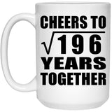 14th Anniversary Cheers To Square Root of 196 Years Together - 15oz Coffee Mug