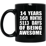 14th Birthday 14 Years 168 Months 5113 Days Of Awesome - 11oz Coffee Mug Black