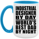 Industrial Designer By Day World's Best Dad By Night - 15oz Accent Mug Blue