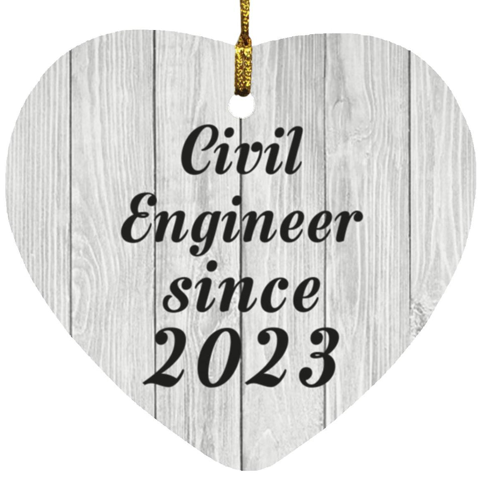 Civil Engineer Since 2023 - Heart Ornament F