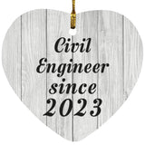 Civil Engineer Since 2023 - Heart Ornament F
