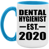 Dental Hygienist Established EST. 2020 - 15oz Accent Mug Blue