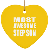 Most Awesome Step Son - Heart Ornament