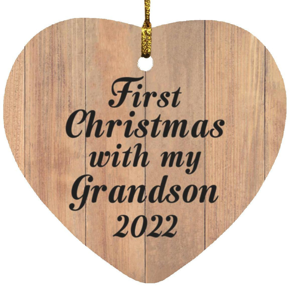 First Christmas With My Grandson 2022 - Heart Ornament C