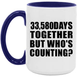 92nd Anniversary 33,580 Days Together But Who's Counting - 15oz Accent Mug Purple
