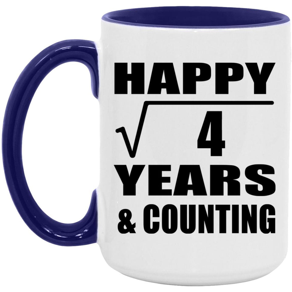 Happy 2nd Anniversary Square Root of 4 Years & Counting - 15oz Accent Mug Purple