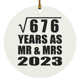 26th Anniversary Square Root of 676 Years As Mr & Mrs 2023 - Circle Ornament