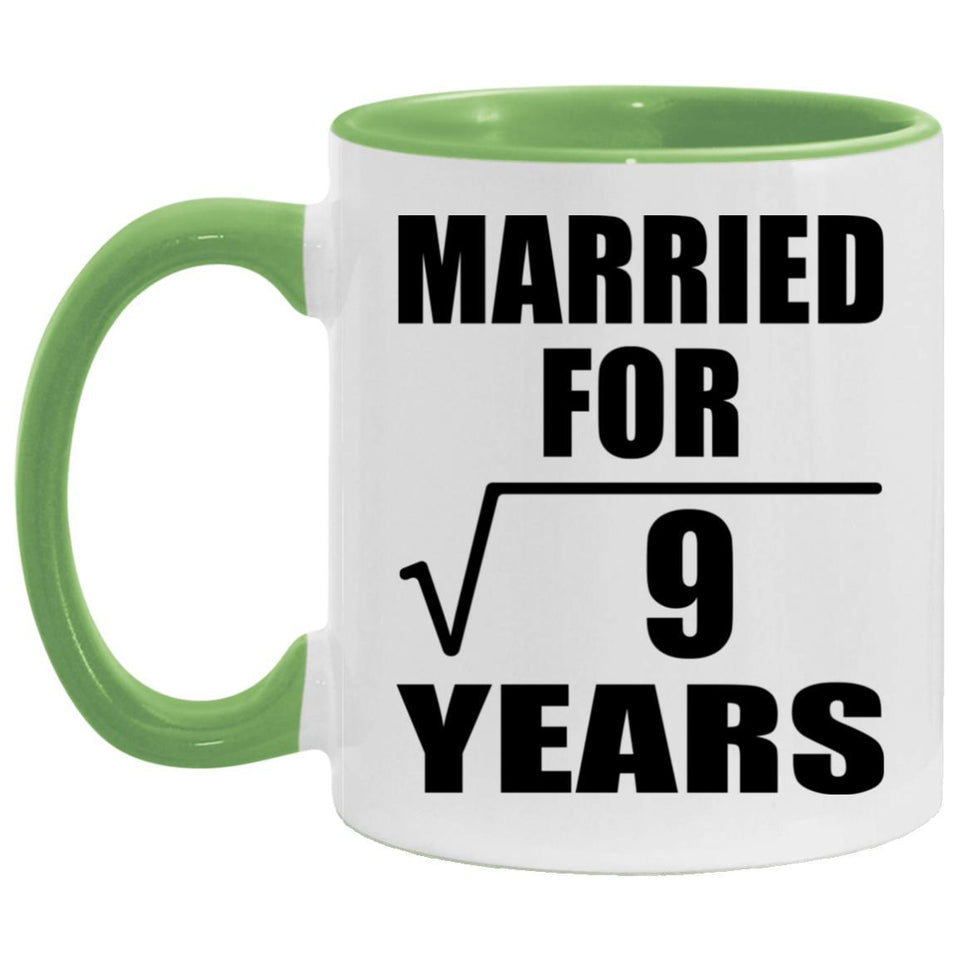 3rd Anniversary Married For Square Root of 9 Years - 11oz Accent Mug Green