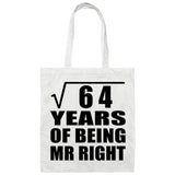 8th Anniversary Square Root of 64 Years of Being Mr Right - Tote Bag White