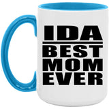 Ida Best Mom Ever - 15oz Accent Mug Blue