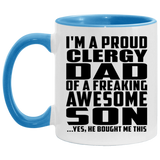 Proud Clergy Dad Of Awesome Son - 11oz Accent Mug Blue