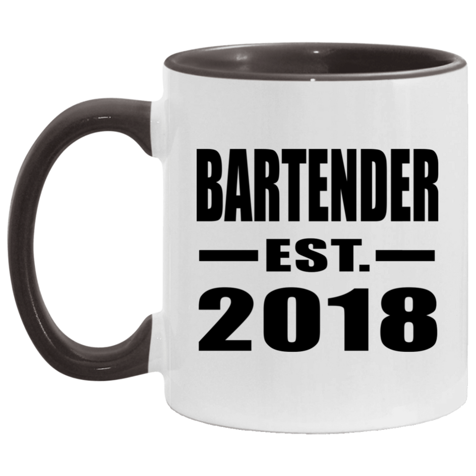 Bartender Established EST. 2018 - 11oz Accent Mug Black