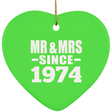 50th Anniversary Mr & Mrs Since 1974 - Heart Ornament