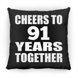 91st Anniversary Cheers To 91 Years Together - Throw Pillow Black