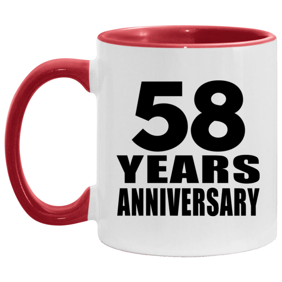 58th Anniversary 58 Years - 11oz Accent Mug Red