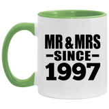27th Anniversary Mr & Mrs Since 1997 - 11oz Accent Mug Green