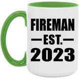 Fireman Established EST. 2023 - 15oz Accent Mug Green