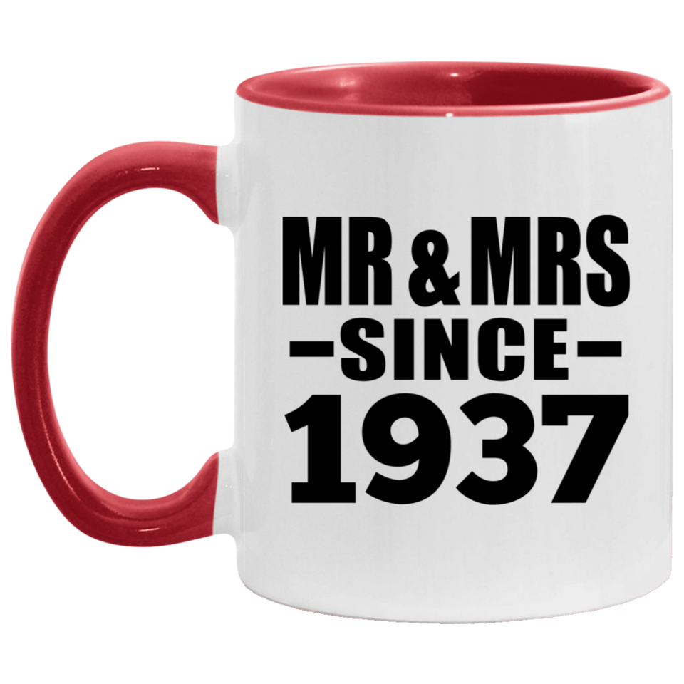 87th Anniversary Mr & Mrs Since 1937 - 11oz Accent Mug Red