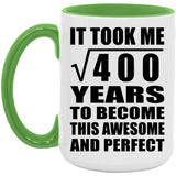 20th Birthday Took Square Root of 400 Years To Awesome - 15oz Accent Mug Green
