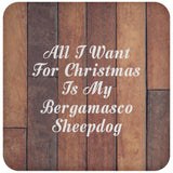 All I Want For Christmas Is My Bergamasco Sheepdog - Drink Coaster E