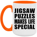Jigsaw Puzzles Makes Life Special - 15oz Accent Mug Orange