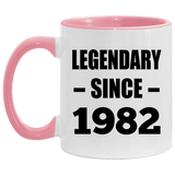 42nd Birthday Legendary Since 1982 - 11oz Accent Mug Pink