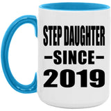 Step Daughter Since 2019 - 15oz Accent Mug Blue