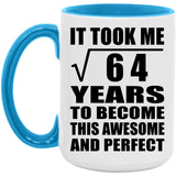8th Birthday Took Square Root of 64 Years To Awesome - 15oz Accent Mug Blue