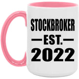 Stockbroker Established EST. 2022 - 15oz Accent Mug Pink