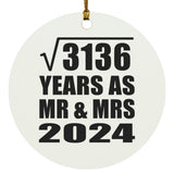 56th Anniversary Square Root of 3136 Years As Mr & Mrs 2024 - Circle Ornament