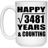Happy 59th Anniversary Square Root of 3481 Years & Counting - 15oz Coffee Mug