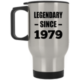 45th Birthday Legendary Since 1979 - Silver Travel Mug