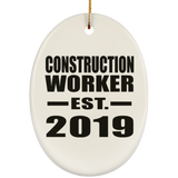 Construction Worker Established EST. 2019 - Oval Ornament