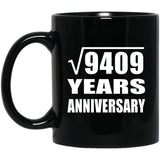 97th Anniversary Square Root of 9409 Years Anniversary - 11oz Coffee Mug Black