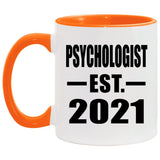 Psychologist Established EST. 2021 - 11oz Accent Mug Orange