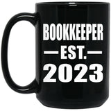 Bookkeeper Established EST. 2023 - 15oz Coffee Mug Black