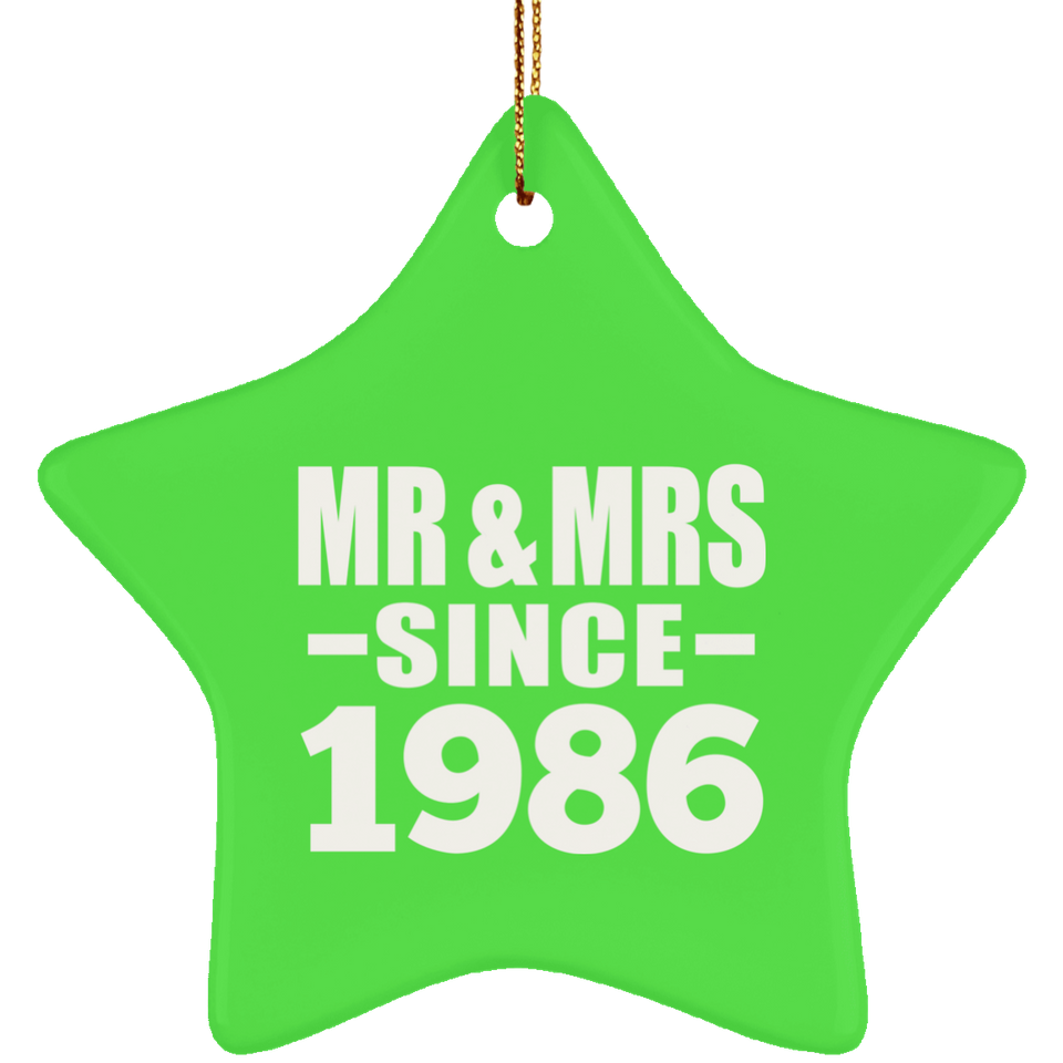 38th Anniversary Mr & Mrs Since 1986 - Star Ornament