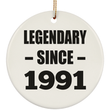 33rd Birthday Legendary Since 1991 - Circle Ornament