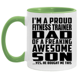 Proud Fitness Trainer Dad Of Awesome Son - 11oz Accent Mug Green