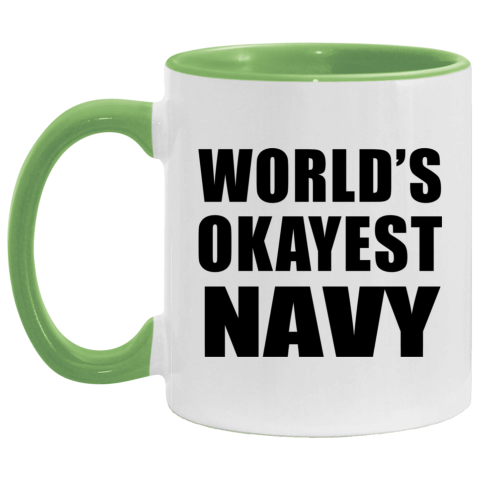 World's Okayest Navy - 11oz Accent Mug Green
