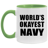 World's Okayest Navy - 11oz Accent Mug Green