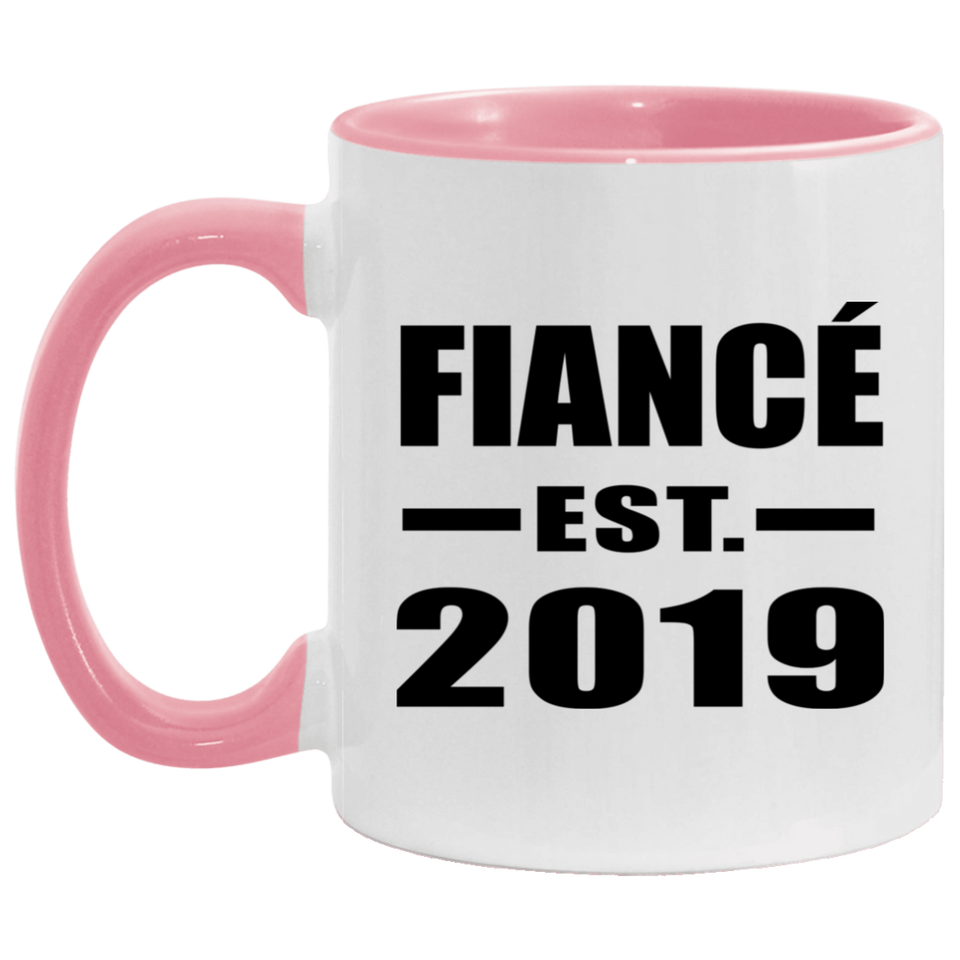 Fiance Established EST. 2019 - 11oz Accent Mug Pink