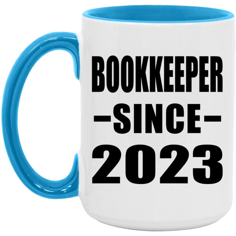 Bookkeeper Since 2023 - 15oz Accent Mug Blue
