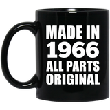 58th Birthday Made in 1966 All Parts Original - 11oz Coffee Mug Black