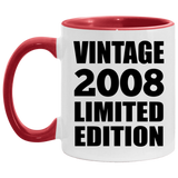 16th Birthday Vintage 2008 Limited Edition - 11oz Accent Mug Red