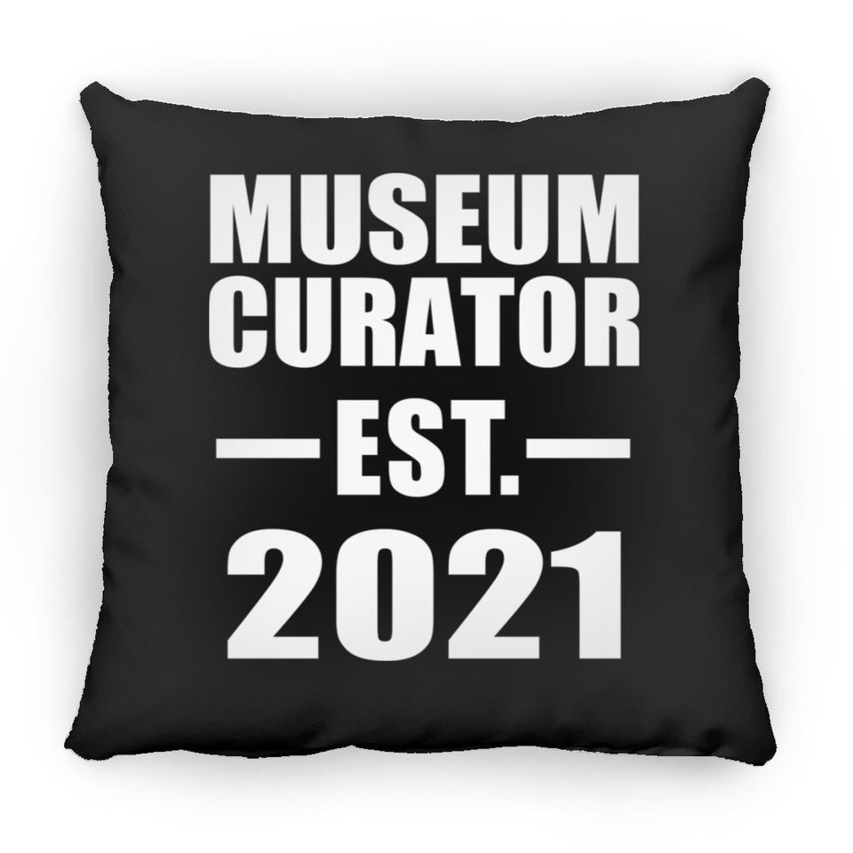 Museum Curator Established EST. 2021 - Throw Pillow Black