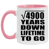 70th Anniversary Square Root of 4900 Years Lifetime To Go - 11oz Accent Mug Pink