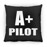 A+ Pilot - Throw Pillow Black